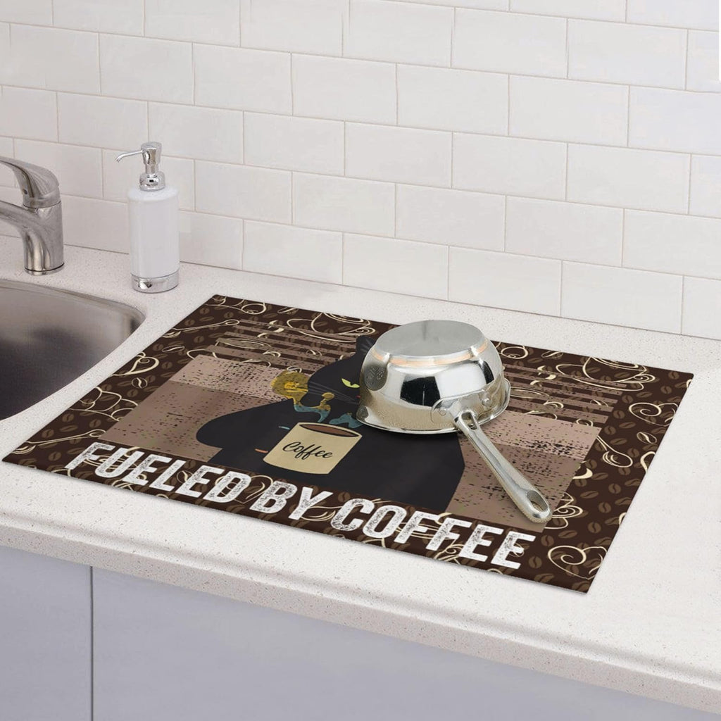 Vintage Cat Dish Drying Mat for Kitchen Counter Absorbent Reversible Retro Coffee Drying Pad