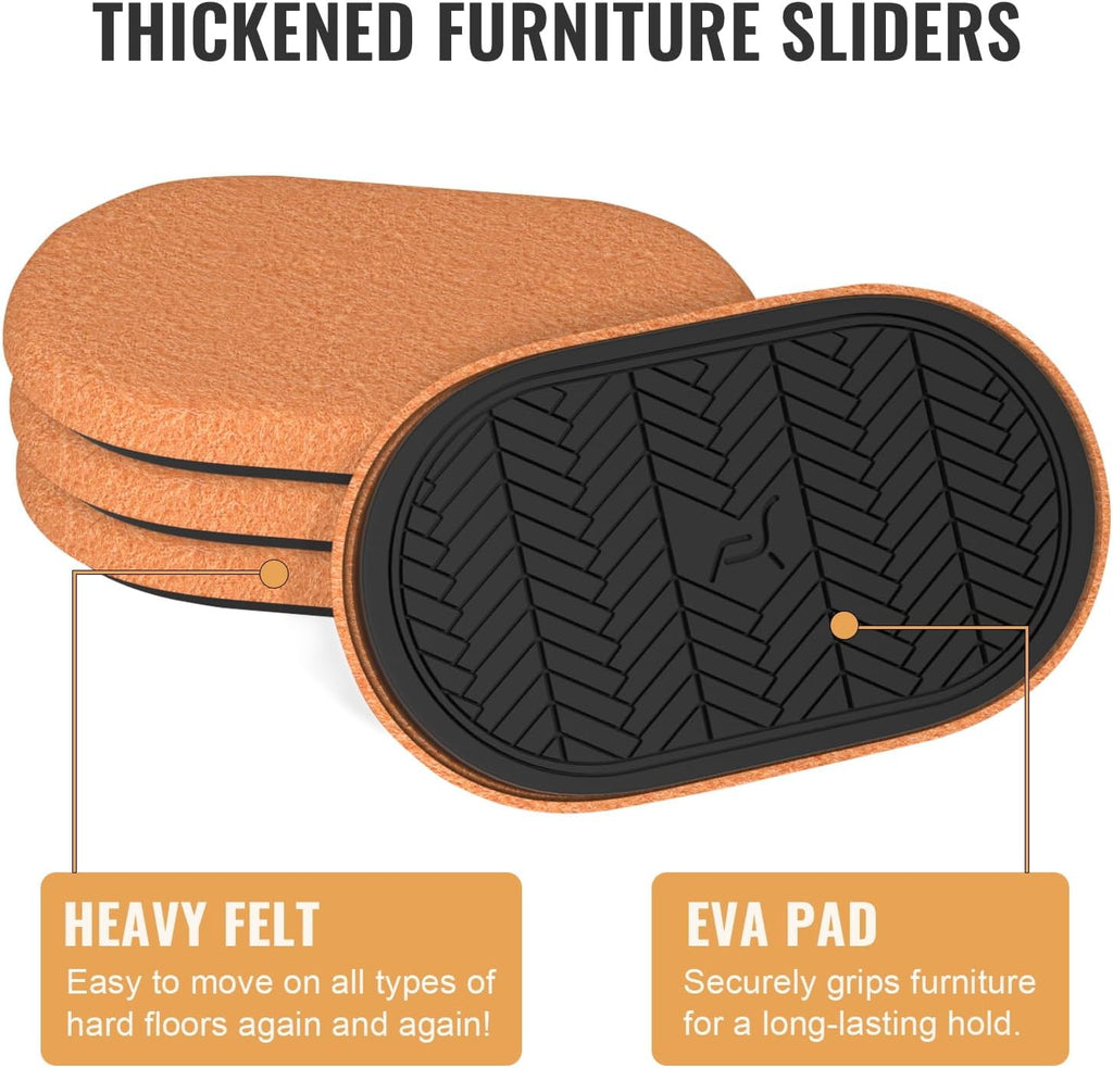 9½"x5¾ Felt Furniture Sliders for Hardwood Floors, 4PCS Oval Furniture Pads for Wood Floors
