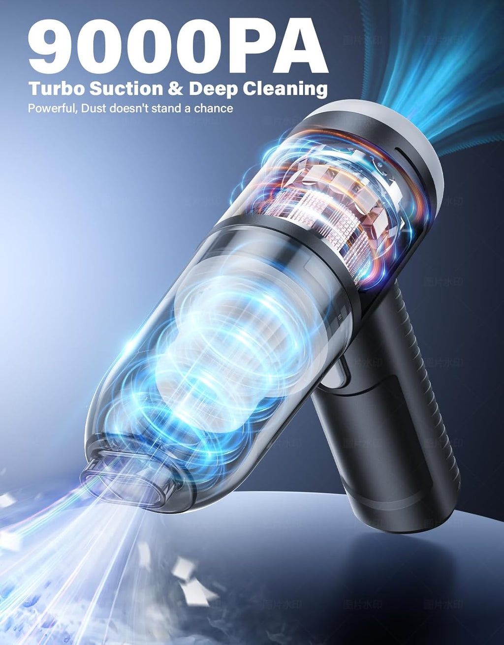 Car Vacuum Portable Cordless, 9000Pa Handheld Vacuum Mini Vacuum Cleaner High Power with Best
