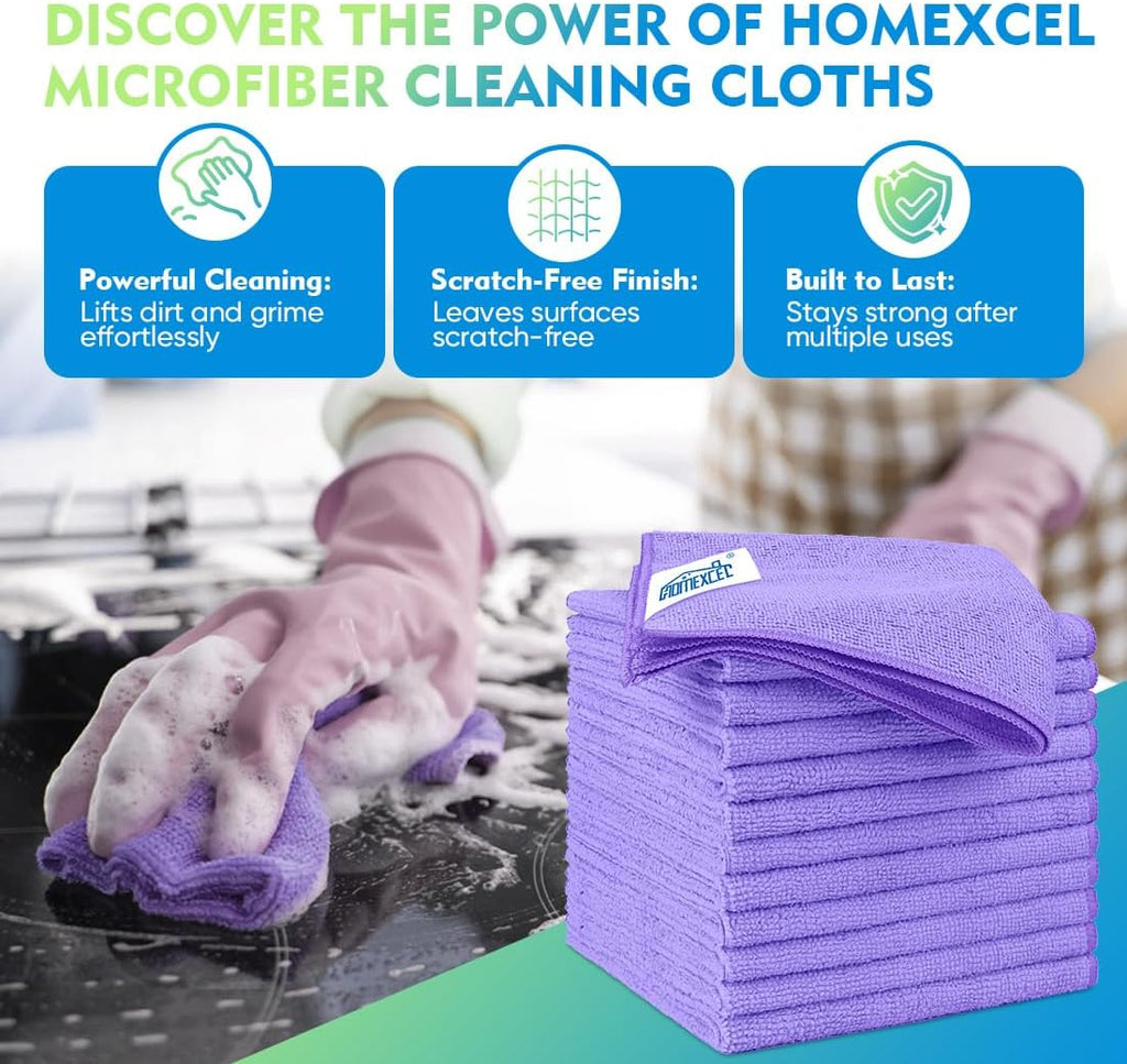 HOMEXCEL Microfiber Cleaning Cloth 12 Pack 12.5 x 12.5 Inch Microfiber Towels for Cars Ultra