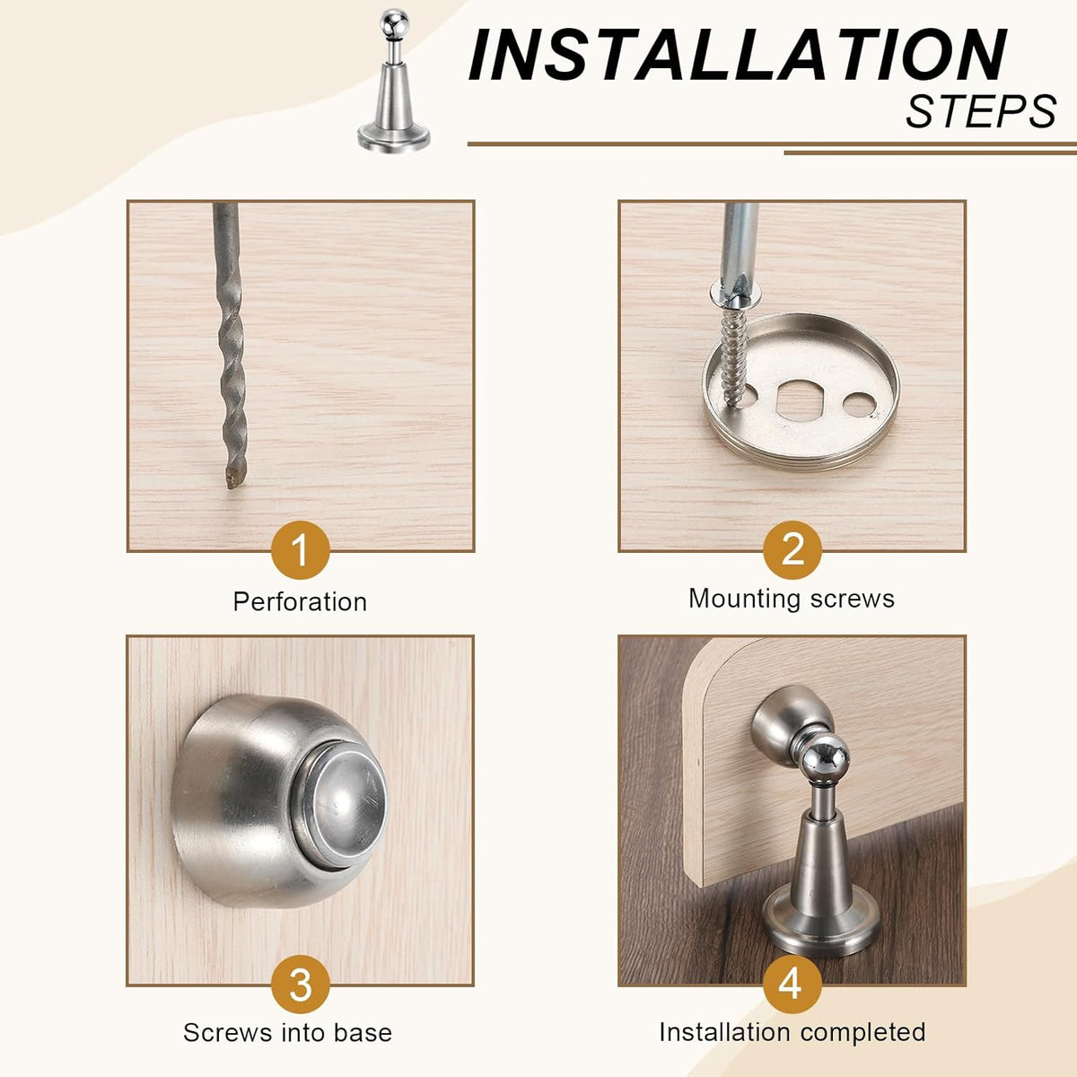 uxcell 2Pcs Magnetic Door Stopper, 304 Stainless Steel Magnetic Door Stop Catch, Soft-Catch Brushed