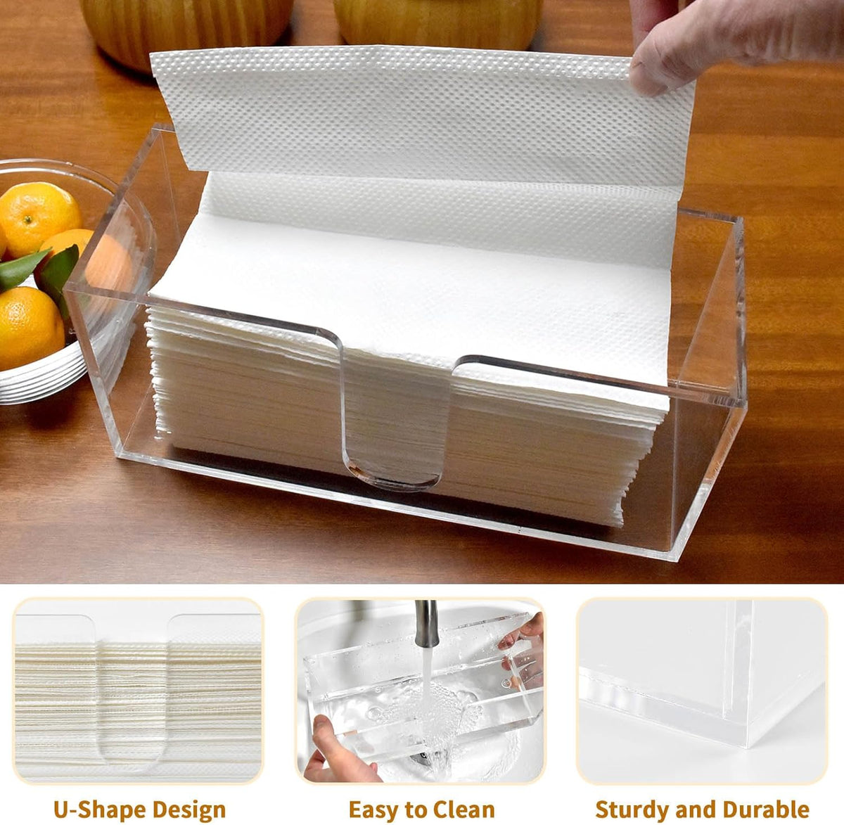2Pack Acrylic Countertop Paper Towel Holder, Paper Towel Dispenser Countertop/Acrylic Napkin