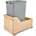 Rev-A-Shelf Pullout Trash Can for Kitchen Cabinet, Single 50 Qt Bin with 12" Wood Frame - Large