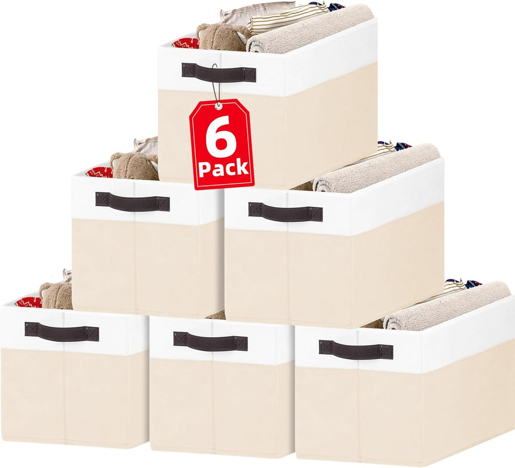 6 Pack Large Toy Box Chest, Collapsible Sturdy Toy Storage Organizer Bins Baskets for Kids, Boys