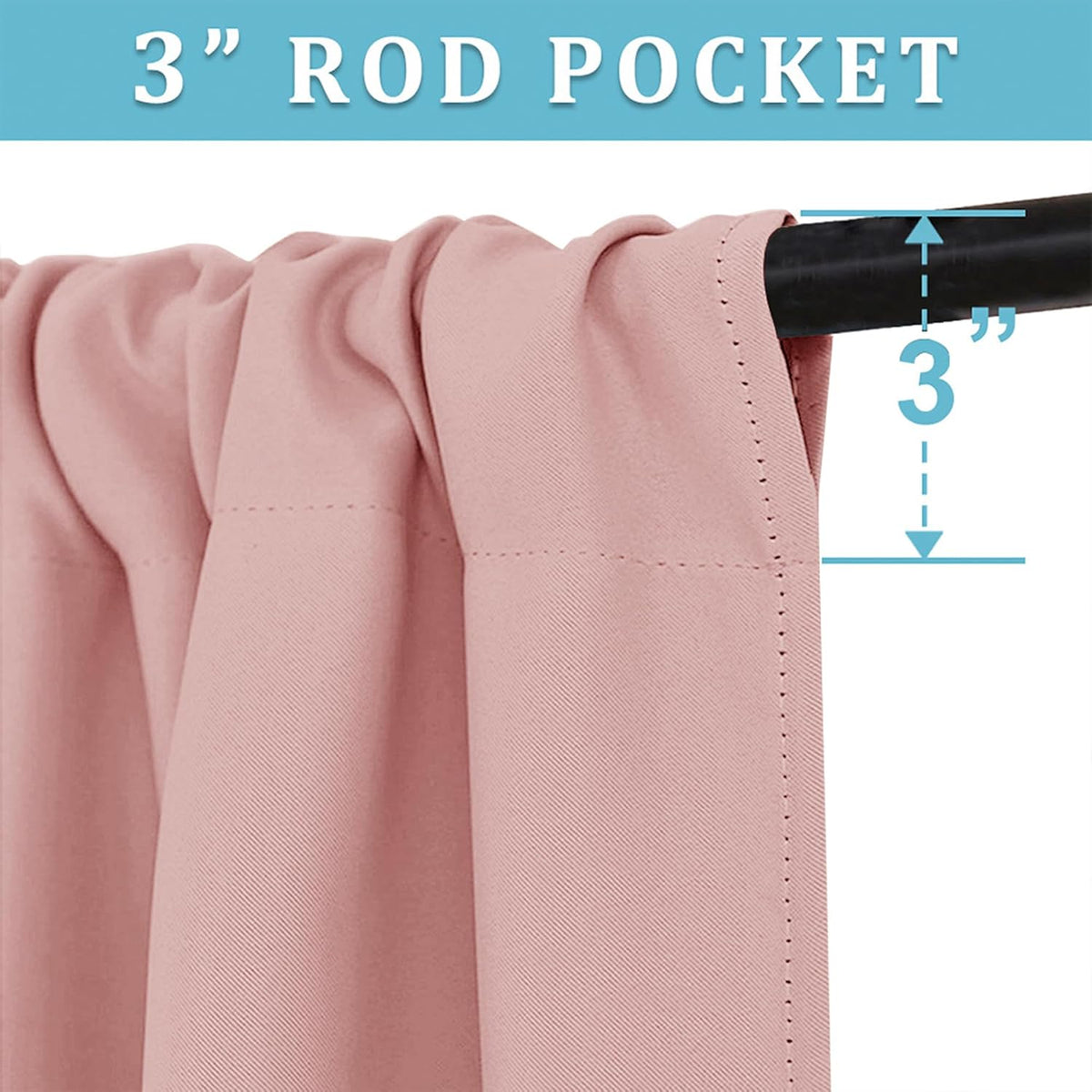 RYB HOME Peach Blush Rod Pocket Blackout Curtains for Bedroom Living Room Dining Baby Nursery