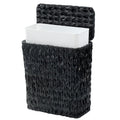 Black Wicker Trash Can with Lid and Liner,Waterproof Narrow Waste Basket for