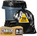 Tasker 30-33 Gallon Trash Bags Heavy Duty (MegaValue Pack 250 Count) Large Black Garbage Bags 30