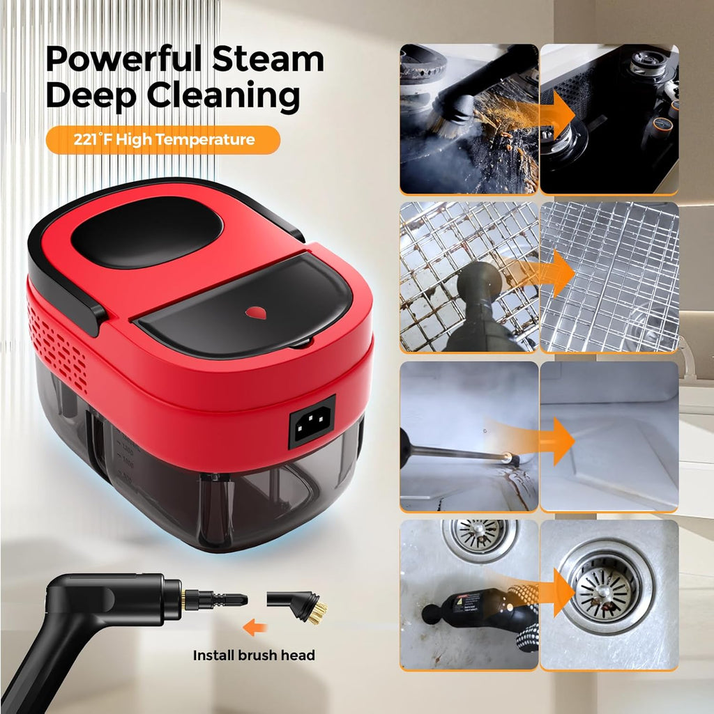 Steam Cleaner, 2500w Steamer for Cleaning, 3-Garde Adjustable Handle, 1.6L Water Tank, Steam