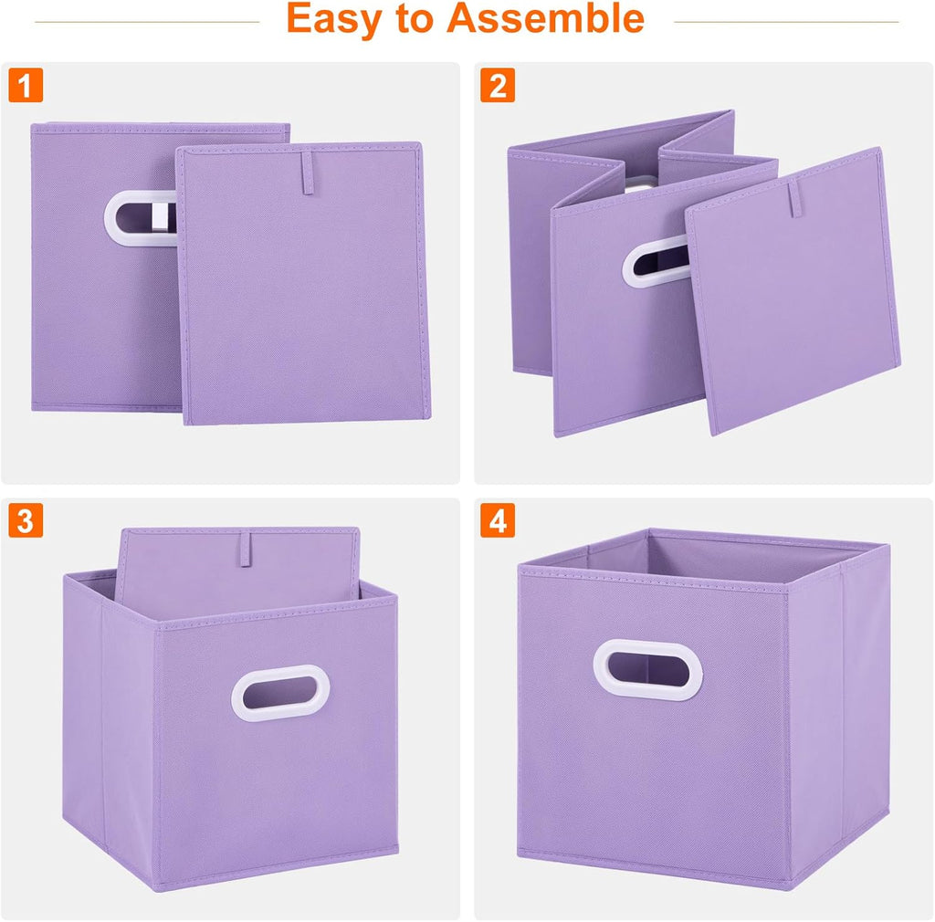 Stero Fabric Storage Cubes Bins, 13 inch Fun Colored Foldable Storage Baskets with Dual Plastic