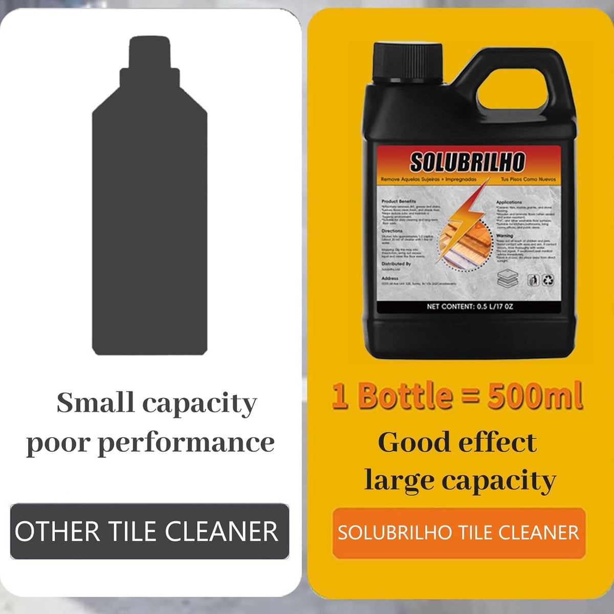 Tile Cleaner, Original Floor Cleaner Black Bottle, 0.5L Multipurpose Powerful Stain Removing