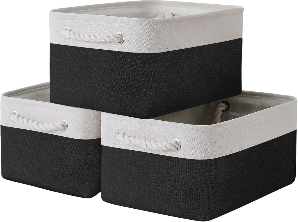 TheWarmHome Storage Basket for Organizing - 3 Pack 13.8x9.8x6.7 inch Medium Collapsible Storage Bin