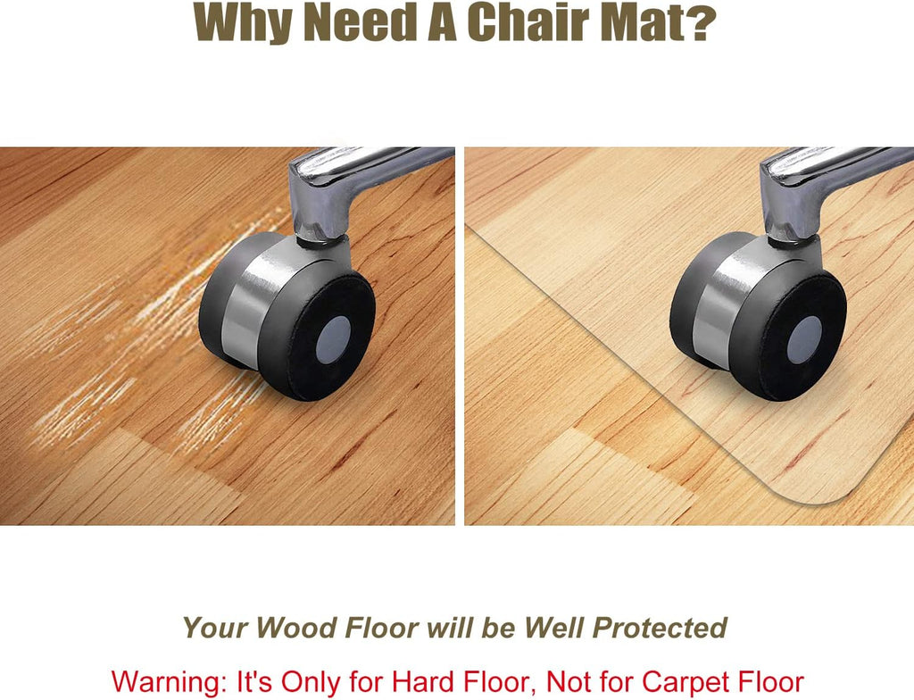 Kuyal Clear Chair Mat, Hard Floor Use, 48" x 32" Transparent Office Home Floor Protector mat