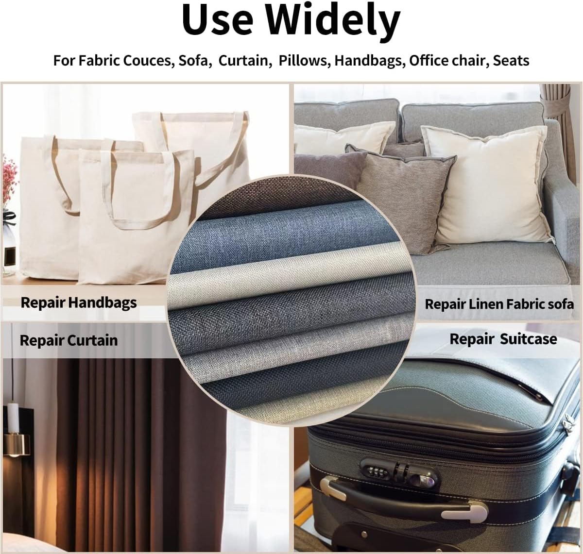 Fabric Repair Patches, 17X79 Inch Linen Repair Tape Self-Adhesive Fabric Patches Durable, DIY Large