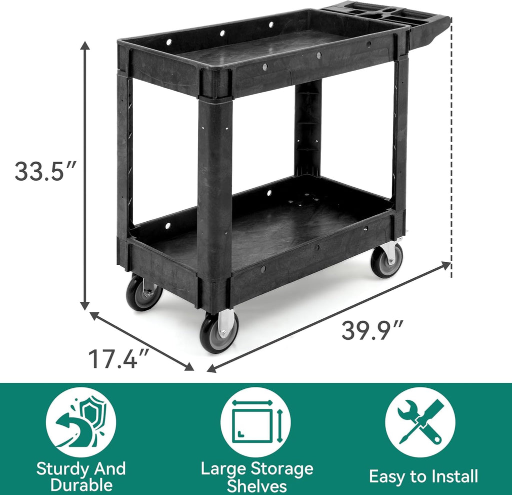 YITAHOME Utility Cart on Wheels, Plastic Tool Cart 550 lbs Capacity Service Cart, 40 x 17 Inch 2