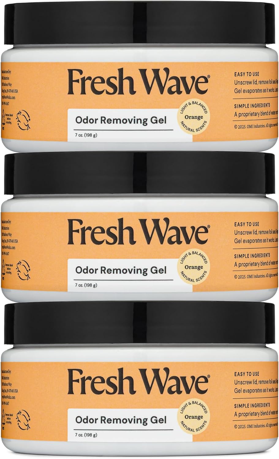 Fresh Wave Orange Odor Removing Gel, 7 oz., Pack of 3