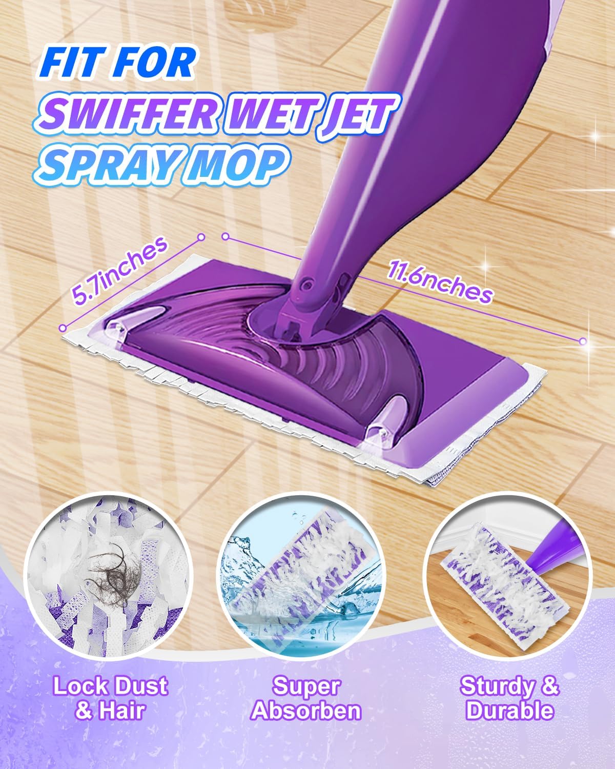 Replacement Mop Pads Refills 20 Pack for Swiffer Wet Jet Spray Mops for Floor Cleaning Disposable