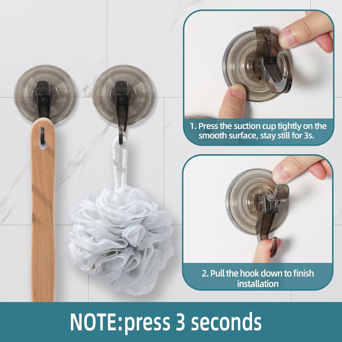 Antimbee 10 Pack Reusable Suction Hooks, Removable Small Suction Cups for Shower, Bathroom, Glass