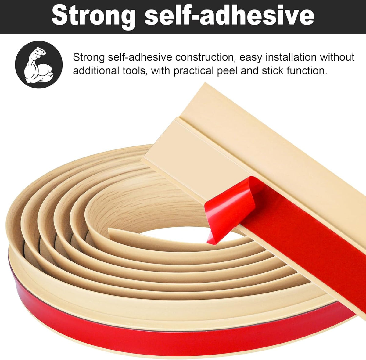 10Ft Carpet Floor Transition Strip, Self Adhesive Floor Edging Trim Strip, PVC Threshold Cover for