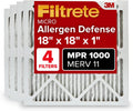 Filtrete 18x18x1 AC Furnace Air Filter, MERV 11, MPR 1000, Micro Allergen Defense, 3-Month Pleated