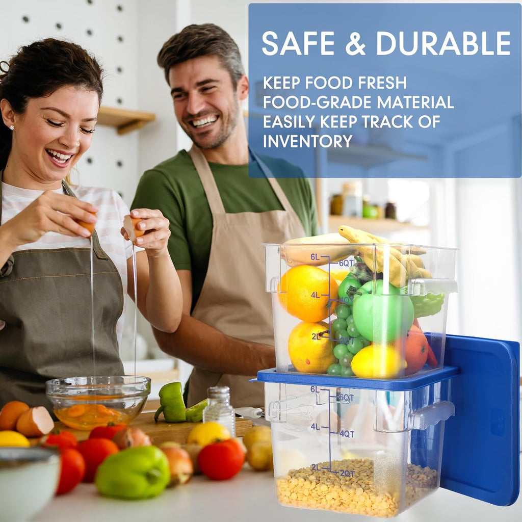 Lallisa 8 Pack 6 Qt Commercial Food Storage Containers with Lids Square Food Storage Container
