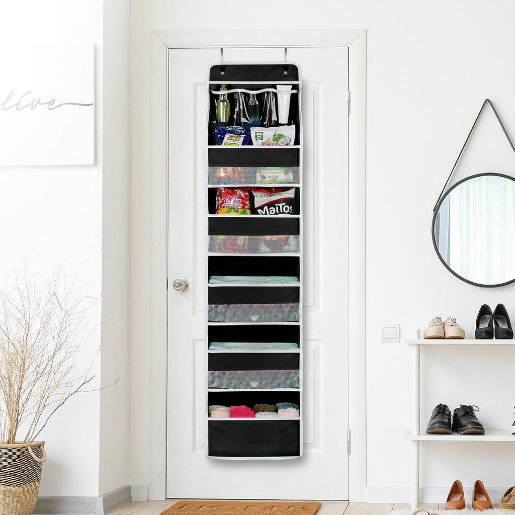 Univivi 6-Shelf Over Door Hanging Organizer Fabric Baby Door Storage with 5 Large Pockets and 3