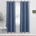 PONY DANCE Stone Blue Blackout Curtains for Bedroom 63 Inch Length 2 Panels Set, Thermal Insulated