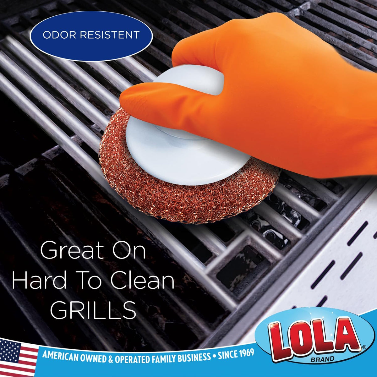LOLA Copper Mesh Scouring Pad w/Comfort Knob, 144 Pack, Heavy Duty Cleaning Pads, Knitted Wire