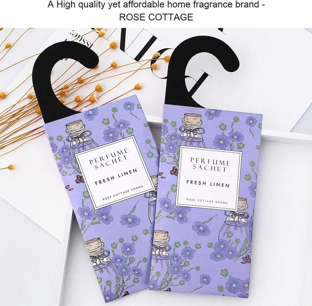 ROSE COTTAGE Large 12 Packs Fresh Linen Hanging Closet Deodorizer Air Freshener Long Lasting
