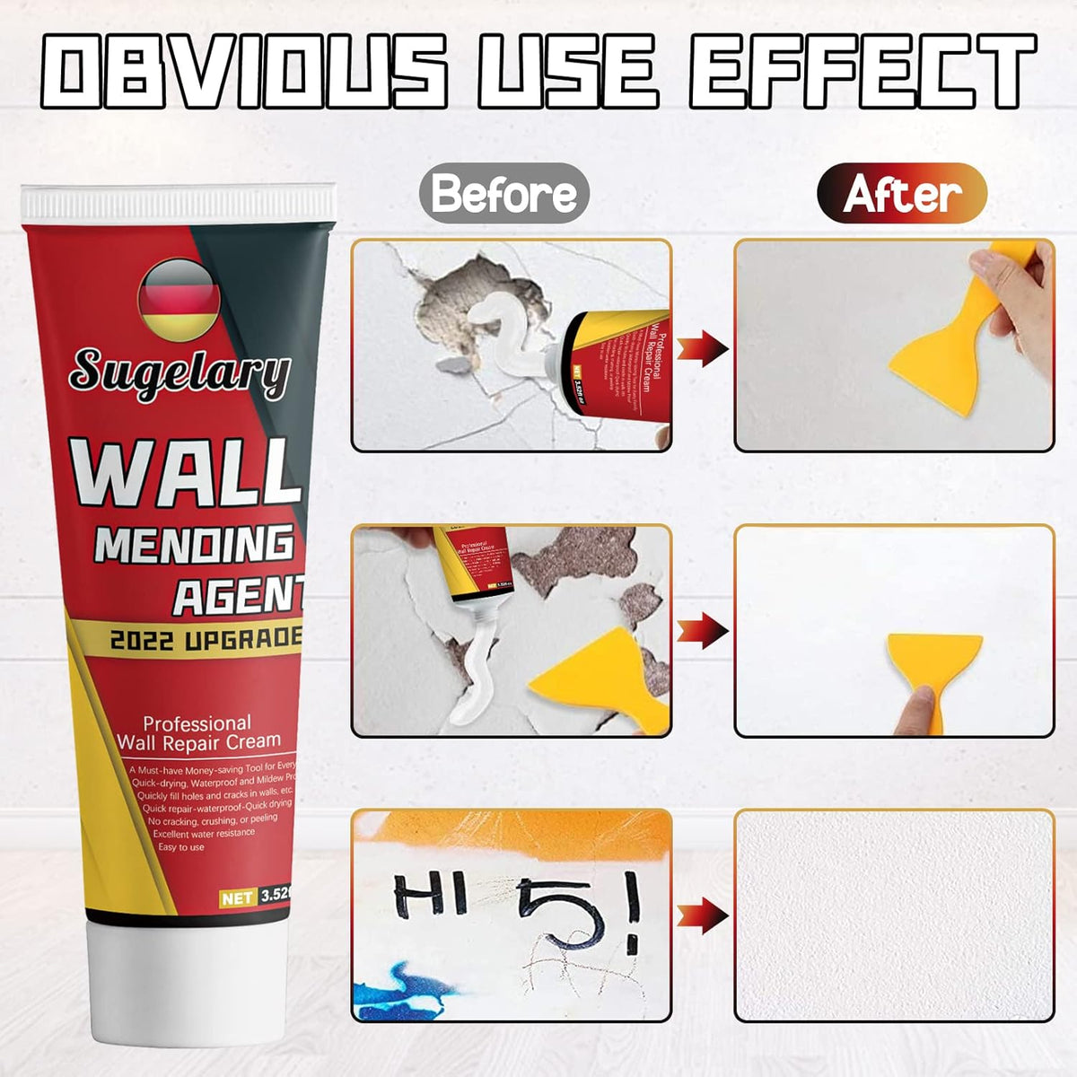 Drywall Patch Repair Kit with Scraper, White Wall Mending Agent with 2 Pcs Aluminum Drywall(2