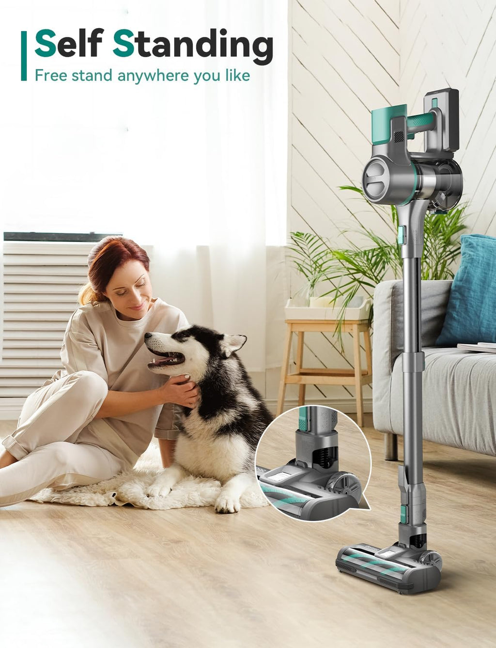DEVOAC S10K Cordless Vacuum Cleaner, 45Kpa 50mins Lightweight Stick Vacuum with Powerful Suction