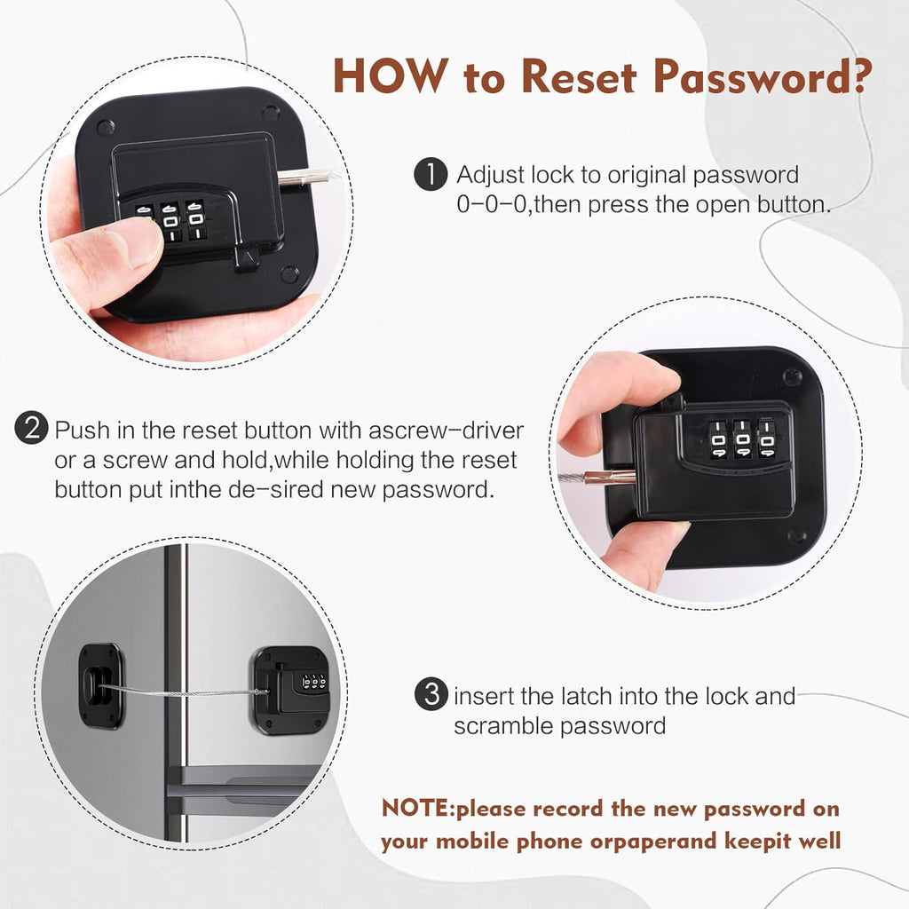 Refrigerator Lock, Combination Lock for Refrigerator Cabinets, Drawers, Heavy Duty Fridge Lock