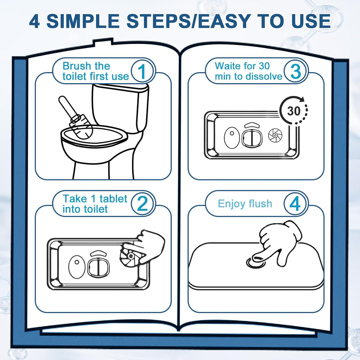Toilet Bowl Cleaner Tablets Blue Toilet Tank Cleaners, Septic-Safe Hard Water Stain Remove