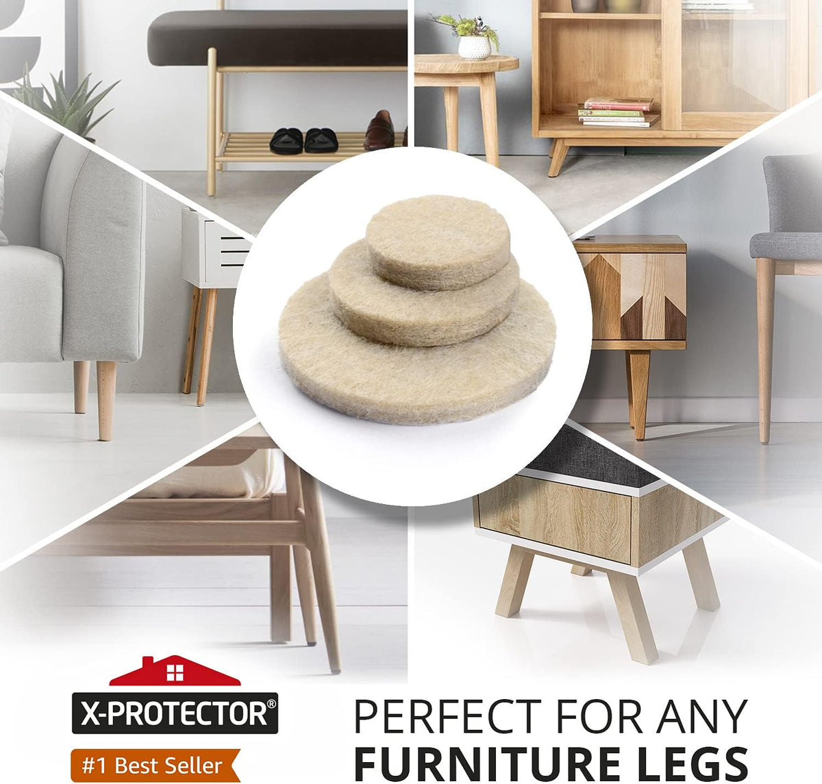 X-Protector 357 pcs Beige Felt Furniture Pads - Huge Quantity of Hardwood Floor Protectors with