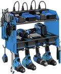 CCCEI Set Power Tool Organizer Wall Mount with Charging Station. Garage 4 Drill Storage Shelf with