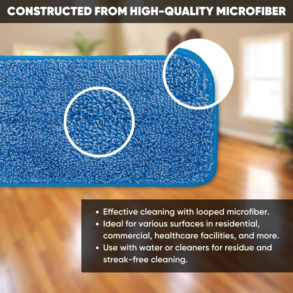 Microfiber Wholesale 24 inch Microfiber Mop Pads - Machine Washable, Reusable, Refills &