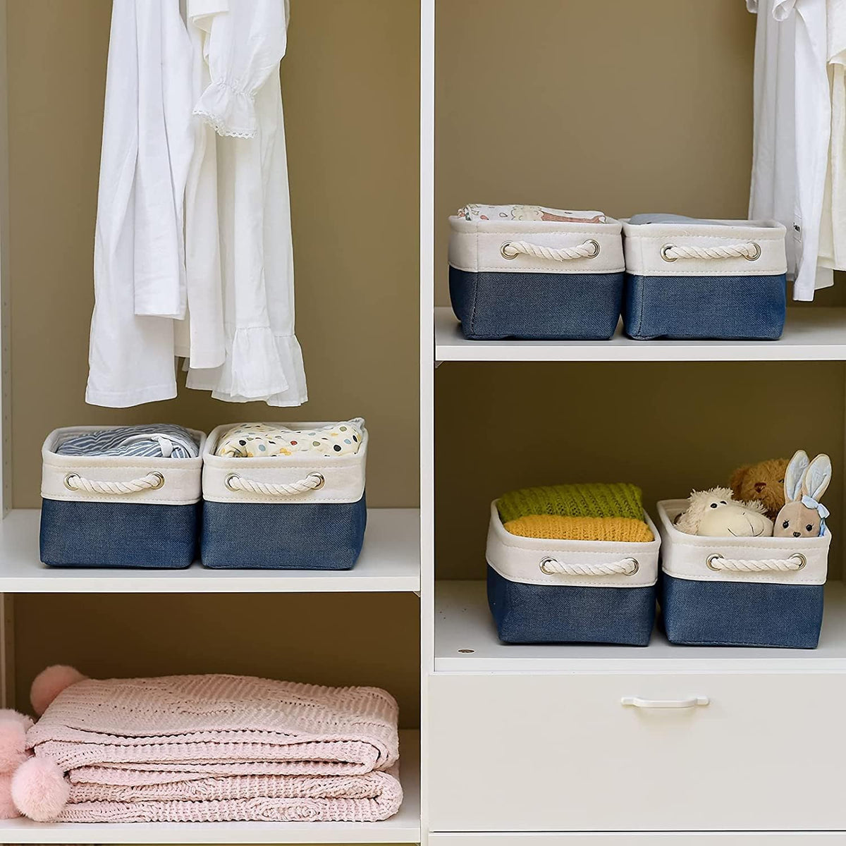 TcaFmac Organization and Storage Cubes - 12x8x5.2 inch Small 6 Pack Collapsible Storage Bins for