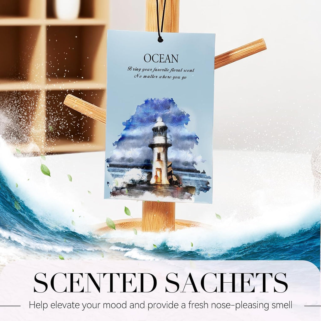 Ocean Scented Sachet Bags - 12 Pack Closet Freshener Odor Eliminator, Long Lasting Home Fragrance