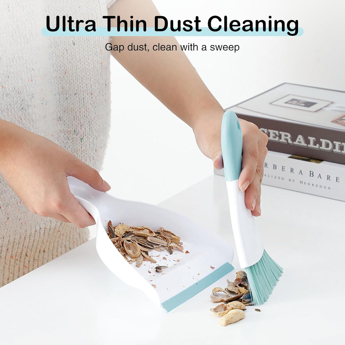 NACENA Mini Dustpan and Brush Set, Small Broom and Dustpan Set Dust Pan and Mini Hand Broom Dustpan