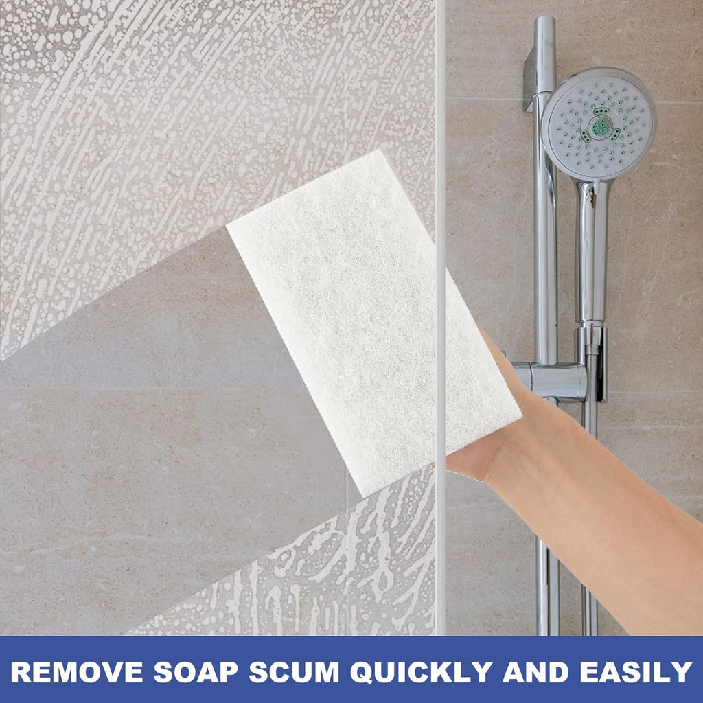Handled Bath Scrubber, Bathroom Scouring Pad, Heavy Duty Cleaning Sponge Scrub Brush, Non-Scratch