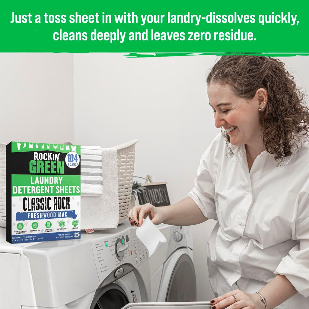 Rockin' Green Travel Laundry Detergent Sheets - Mess-Free Laundry Sheets Detergent Powerful