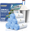 150 Count 2 Gallon Trash Bags Drawstring - 0.96 Mil Small Garbage Bags Unscented,Heavy Duty Trash
