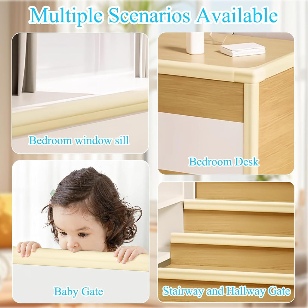 Baby Proofing Edge Corner Protector,1Roll L-Shape Soft Cabinet Door Bumper Corner Strip,8 Furniture