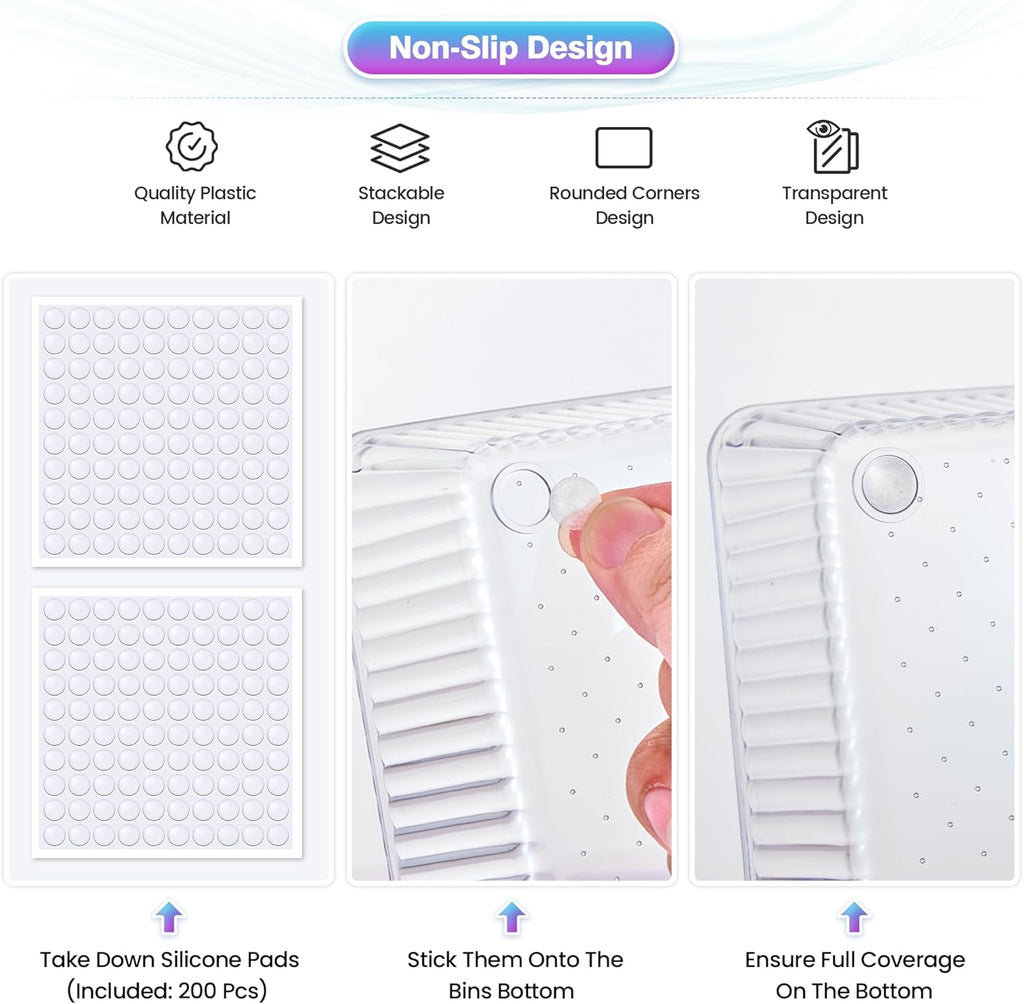 25 PCS Clear Plastic Drawer Organizer Set - 4 Sizes Makeup Organizer Desk Drawer Divider Bathroom