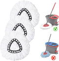 3 Pack White Spin Mop Replacement Heads, Mop Head Replacement 100% Microfiber, Deep Cleaning, Spin