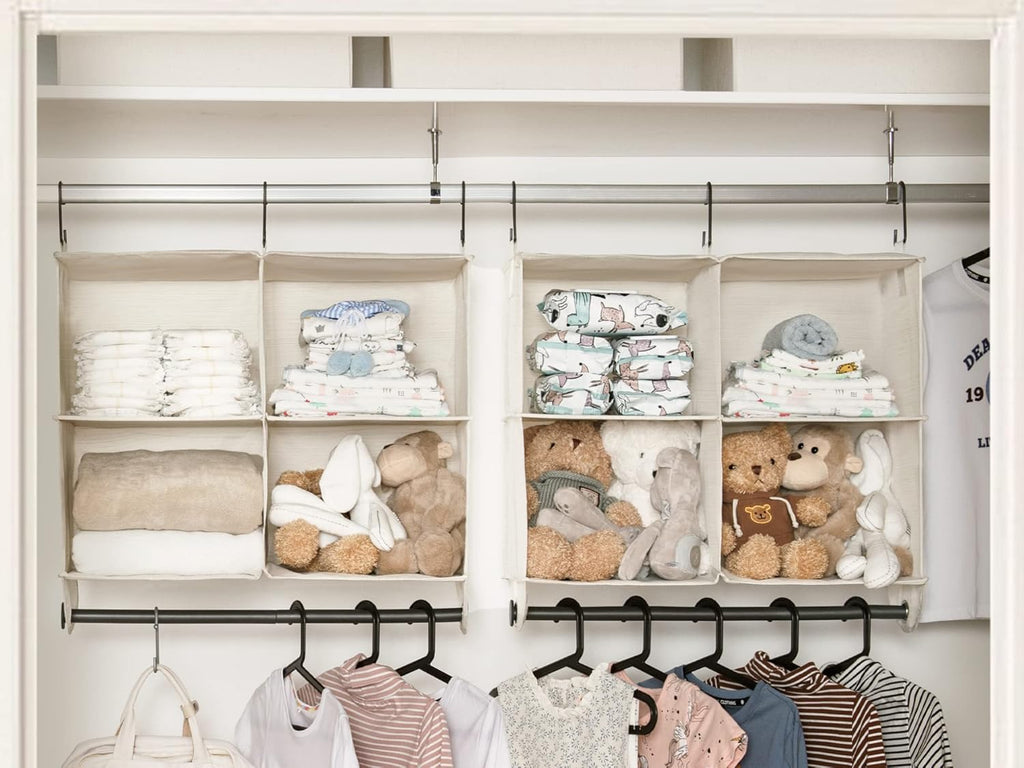StorageWorks Hanging Closet Organizer with Metal Rod, 4-Section Closet Organizers and Storage