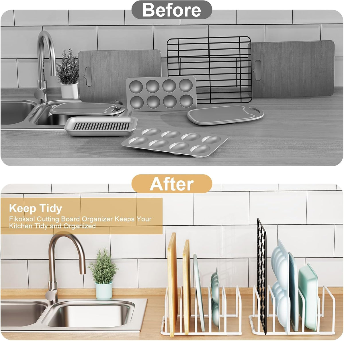 Cutting Board Organizer, 1Pcs Cutting Board Holder Rack Baking Cookie Pan Sheets Cooling Small
