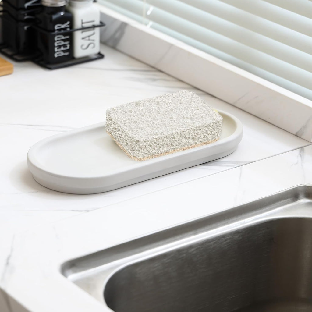 Diatomite Sink Caddy for Kitchen Organizer, Quick Dry Holder for Sponge, Dish, Brush, Bathroom