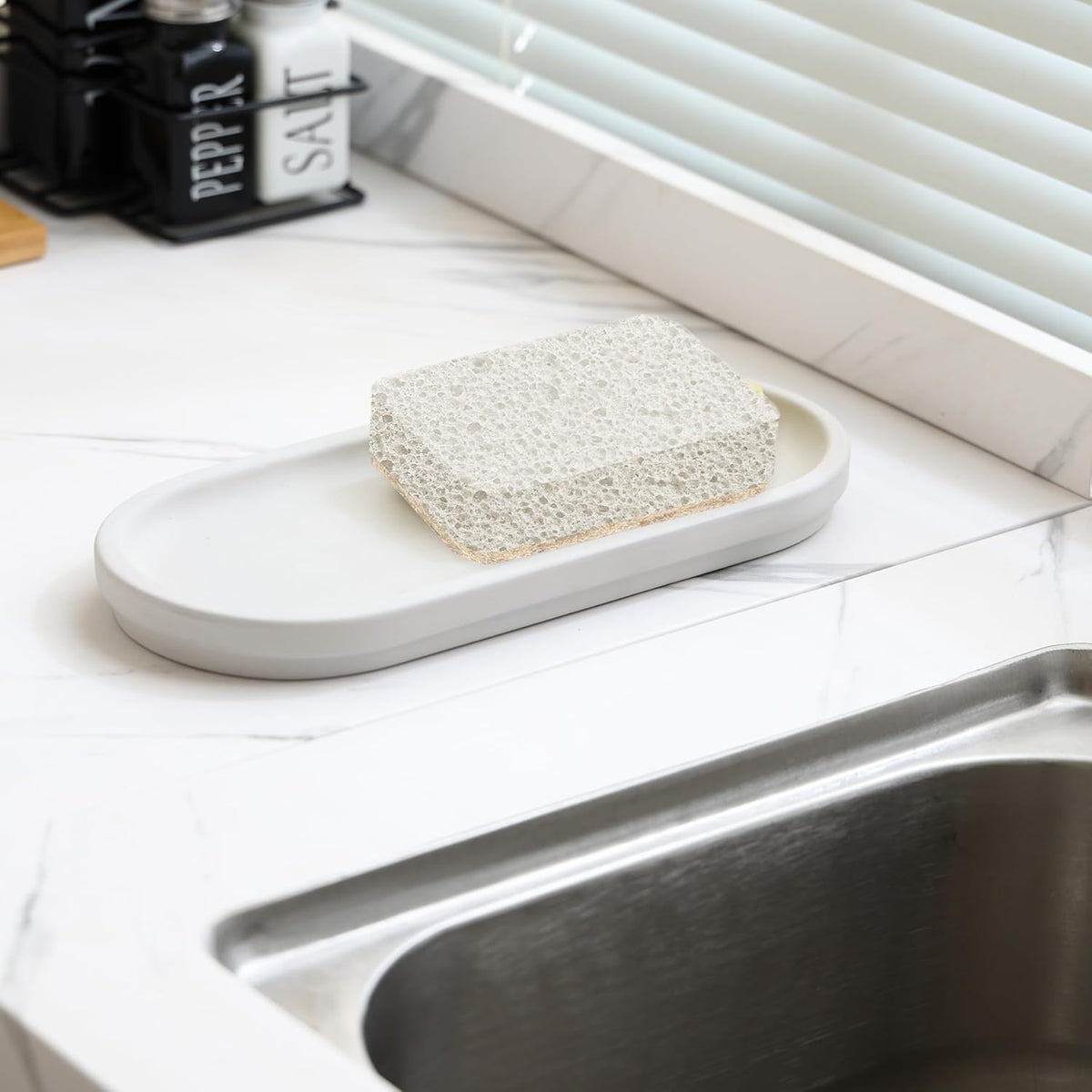 Diatomite Sink Caddy for Kitchen Organizer, Quick Dry Holder for Sponge, Dish, Brush, Bathroom