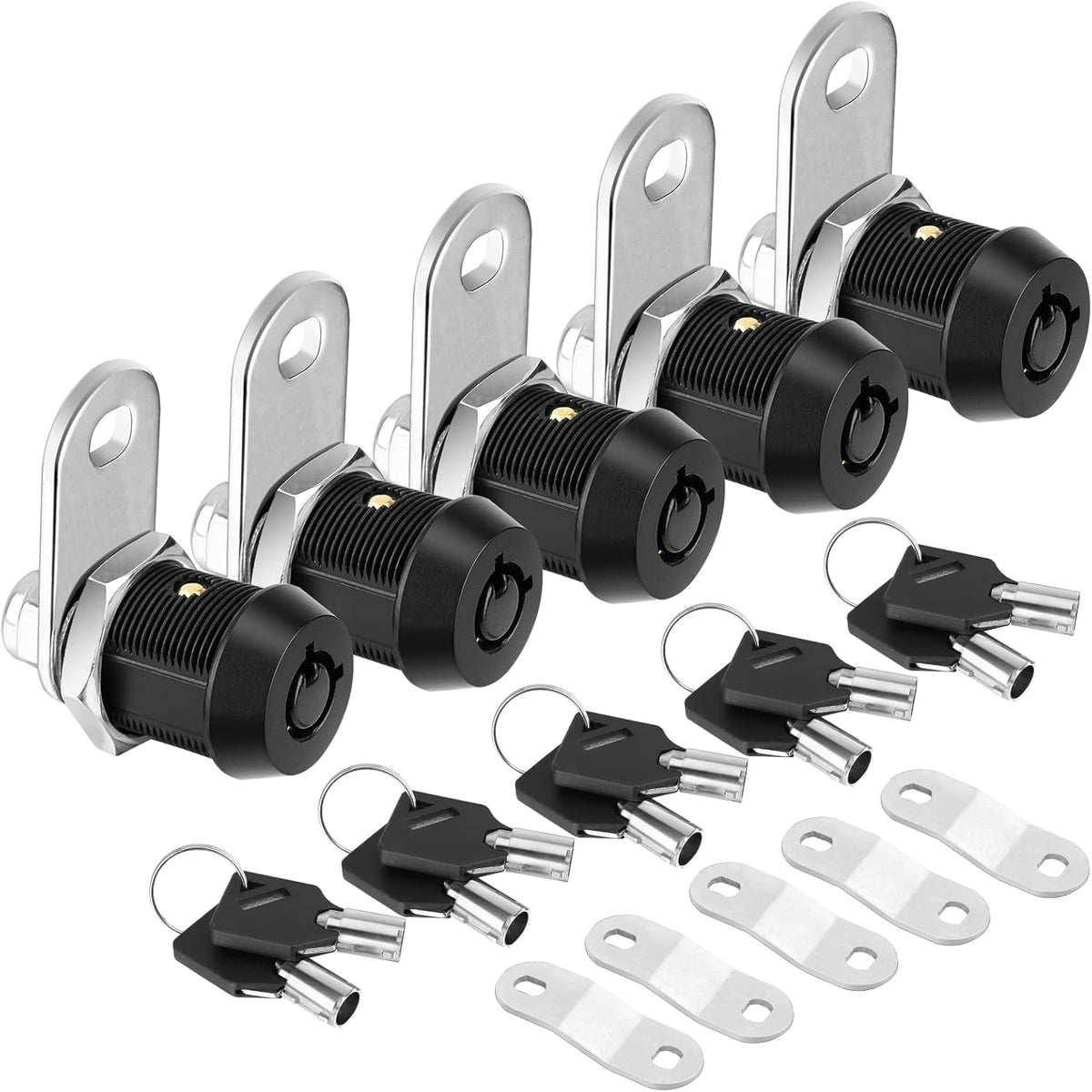 PTEROMY 5 Pack Cabinet Lock with Keys, 5/8'' Heavy Duty Tubular Cam Lock for RV Compartment Storage