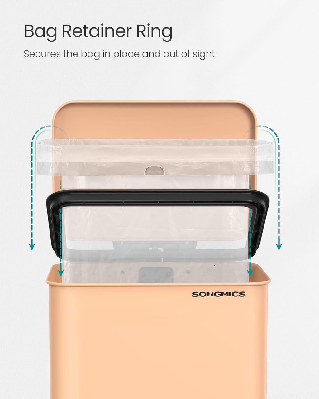 SONGMICS Kitchen Trash Can, 10.5 Gallon (40 L) Garbage Can, Large Step Trash Bin with Lid